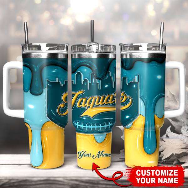 Jacksonville Jaguars NFL Custom Stanley Quencher 30oz-40oz Stainless Steel Tumbler Hot And Cold Tumbler