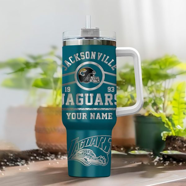 Jacksonville Jaguars NFL Custom Stanley Quencher 30oz-40oz Stainless Steel Tumbler Hot And Cold Tumbler - Image 2
