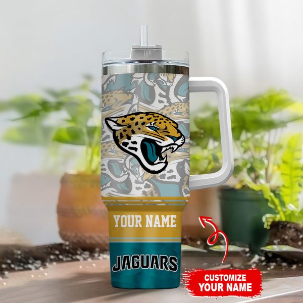 Jacksonville Jaguars NFL Custom Stanley Quencher 30oz-40oz Stainless Steel Tumbler Hot And Cold Tumbler - Image 2