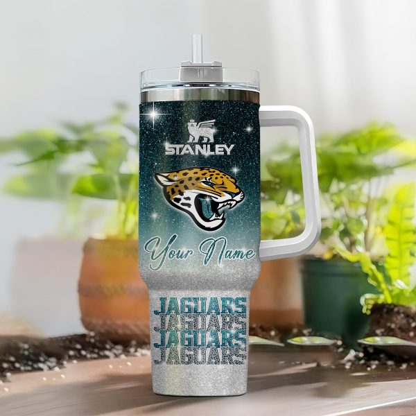 Jacksonville Jaguars NFL Glitter Custom Stanley Quencher 30oz-40oz Stainless Steel Tumbler Hot And Cold Tumbler - Image 2