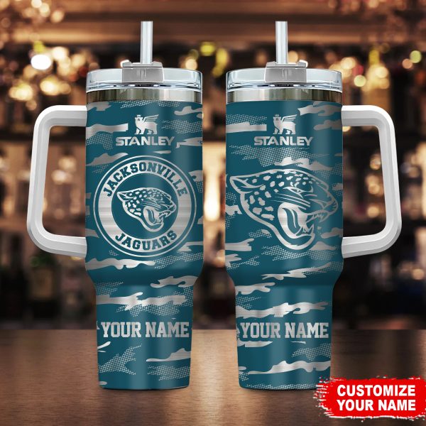 Jacksonville Jaguars NFL Camo Pattern Custom Stanley Quencher 30oz-40oz Stainless Steel Tumbler Hot And Cold Tumbler