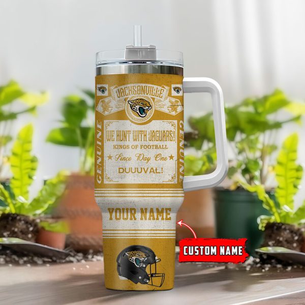 Jacksonville Jaguars NFL Vintage Kings Of Football Custom Stanley Quencher 30oz-40oz Stainless Steel Tumbler Hot And Cold Tumbler - Image 2