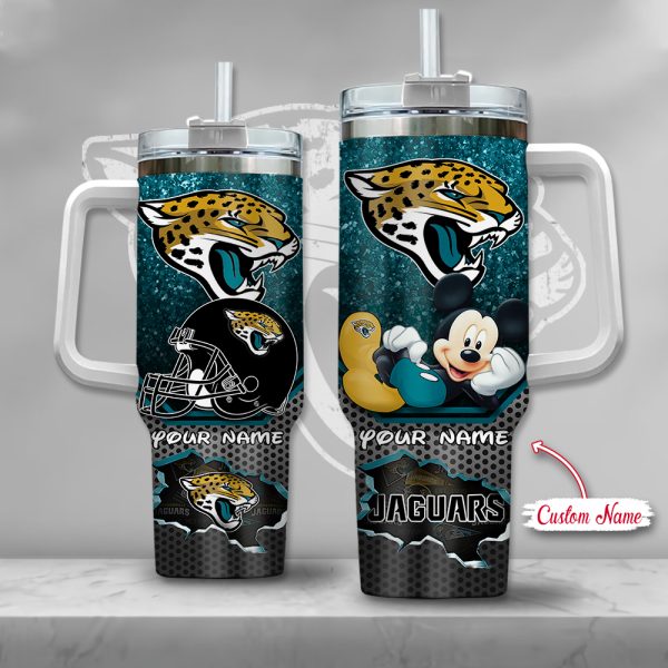 NFL Jacksonville Jaguars Mickey Mouse Custom Stanley Quencher 30oz-40oz Stainless Steel Tumbler Hot And Cold Tumbler