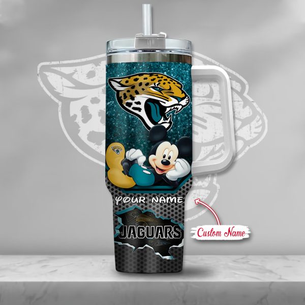 NFL Jacksonville Jaguars Mickey Mouse Custom Stanley Quencher 30oz-40oz Stainless Steel Tumbler Hot And Cold Tumbler - Image 2