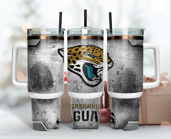 Jacksonville Jaguars NFL Fingerprint Effect Custom Stanley Quencher 30oz-40oz Stainless Steel Tumbler Hot And Cold Tumbler