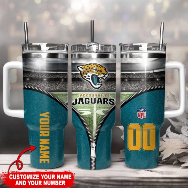 Jacksonville Jaguars NFL Custom Stanley Quencher 30oz-40oz Stainless Steel Tumbler Hot And Cold Tumbler