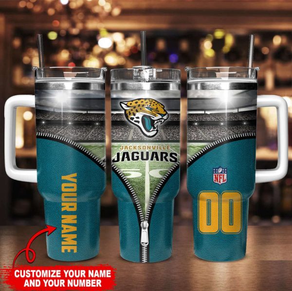 Jacksonville Jaguars NFL Custom Stanley Quencher 30oz-40oz Stainless Steel Tumbler Hot And Cold Tumbler - Image 2
