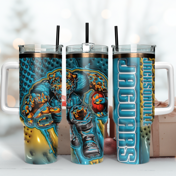 Jacksonville Jaguars NFL Mascot Custom Stanley Quencher 30oz-40oz Stainless Steel Tumbler Hot And Cold Tumbler