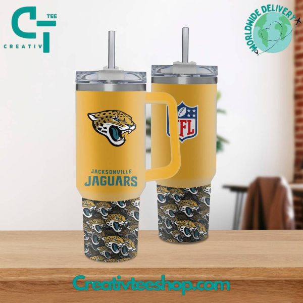 Jacksonville Jaguars NFL Custom Stanley Quencher 30oz-40oz Stainless Steel Tumbler Hot And Cold Tumbler