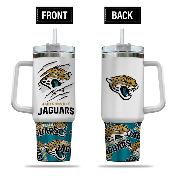 Jacksonville Jaguars NFL Custom Stanley Quencher 30oz-40oz Stainless Steel Tumbler Hot And Cold Tumbler