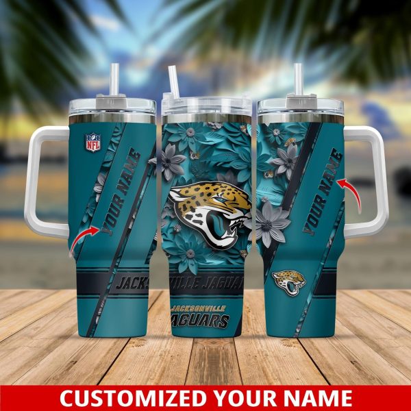 Jacksonville Jaguars NFL Custom Stanley Quencher 30oz-40oz Stainless Steel Tumbler Hot And Cold Tumbler