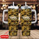 Jacksonville Jaguars NFL Camouflage Golden Logo Custom Stanley Quencher 30oz-40oz Stainless Steel Tumbler Hot And Cold Tumbler