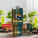 Jacksonville Jaguars NFL Leather Effect Custom Stanley Quencher 30oz-40oz Stainless Steel Tumbler Hot And Cold Tumbler