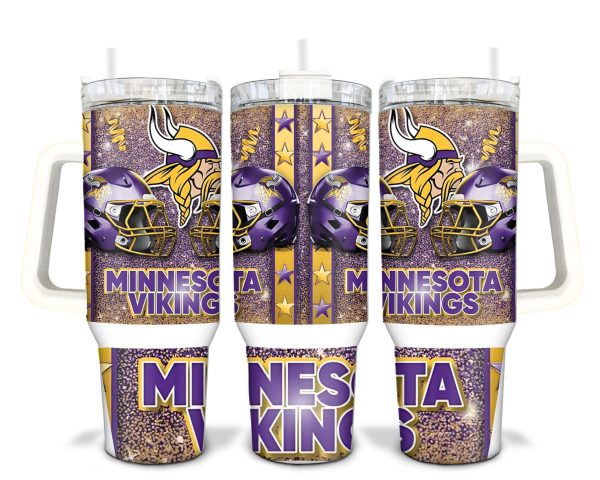Minnesota Vikings NFL Custom Stanley Quencher 30oz-40oz Stainless Steel Tumbler Hot And Cold Tumbler