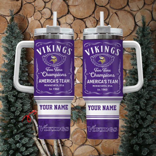 Minnesota Vikings NFL Custom Stanley Quencher 30oz-40oz Stainless Steel Tumbler Hot And Cold Tumbler