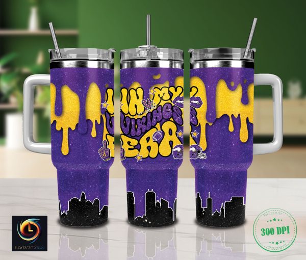 Minnesota Vikings NFL Glitter Custom Stanley Quencher 30oz-40oz Stainless Steel Tumbler Hot And Cold Tumbler
