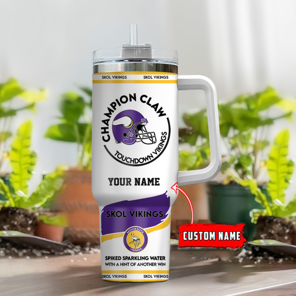 Minnesota Vikings NFL Champion Claw Custom Stanley Quencher 30oz-40oz Stainless Steel Tumbler Hot And Cold Tumbler - Image 2