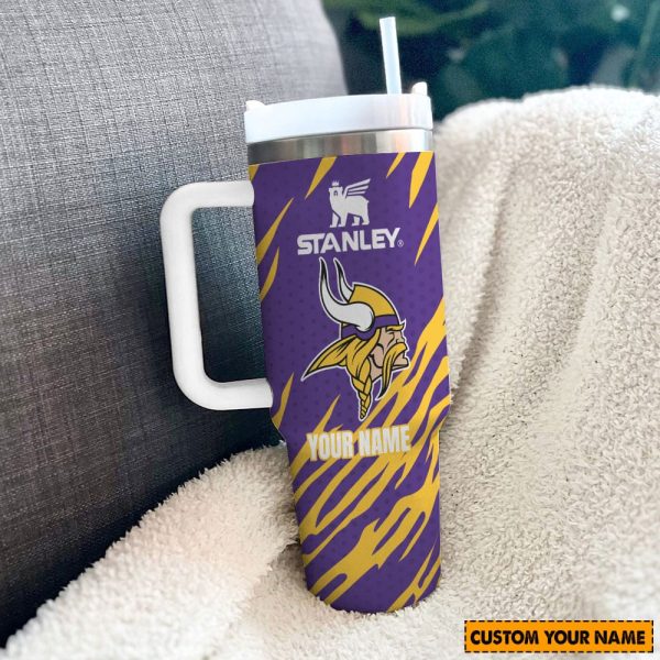 Minnesota Vikings NFL Custom Stanley Quencher 30oz-40oz Stainless Steel Tumbler Hot And Cold Tumbler - Image 2