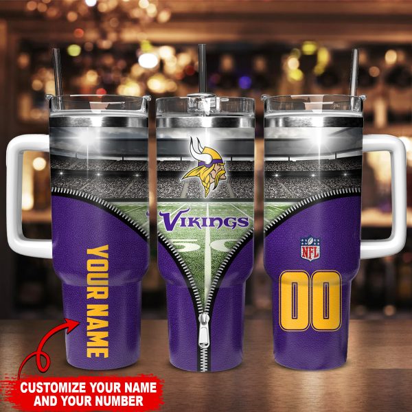 Minnesota Vikings NFL Custom Stanley Quencher 30oz-40oz Stainless Steel Tumbler Hot And Cold Tumbler - Image 2
