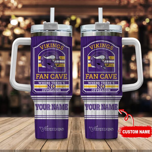 Minnesota Vikings NFL Fan Cave Custom Stanley Quencher 30oz-40oz Stainless Steel Tumbler Hot And Cold Tumbler
