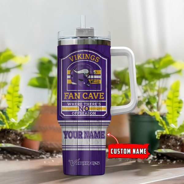Minnesota Vikings NFL Fan Cave Custom Stanley Quencher 30oz-40oz Stainless Steel Tumbler Hot And Cold Tumbler - Image 2