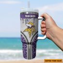 Minnesota Vikings NFL Glitter Leopard Print Custom Stanley Quencher 30oz-40oz Stainless Steel Tumbler Hot And Cold Tumbler