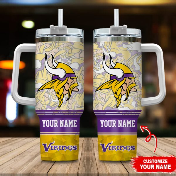 Minnesota Vikings NFL Custom Stanley Quencher 30oz-40oz Stainless Steel Tumbler Hot And Cold Tumbler