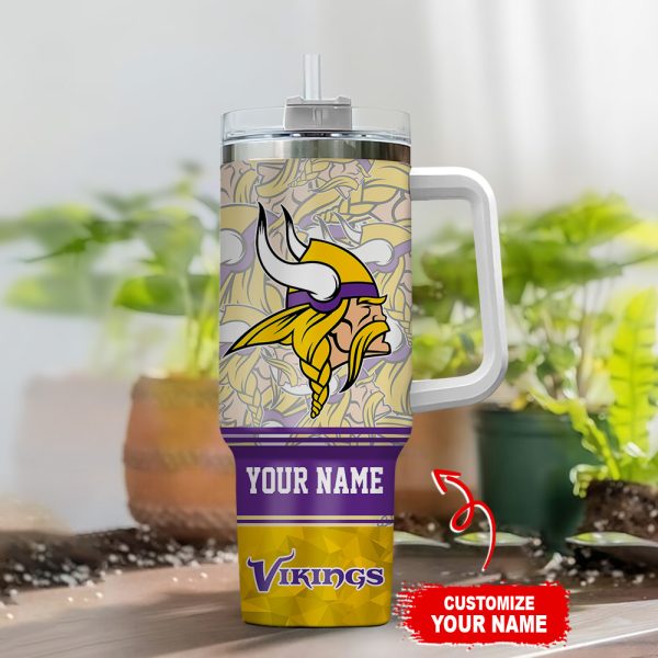 Minnesota Vikings NFL Custom Stanley Quencher 30oz-40oz Stainless Steel Tumbler Hot And Cold Tumbler - Image 2