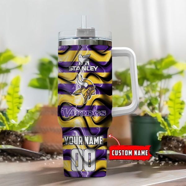 Minnesota Vikings NFL Custom Stanley Quencher 30oz-40oz Stainless Steel Tumbler Hot And Cold Tumbler - Image 2