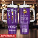 Minnesota Vikings NFL Energy Nutrition Facts Custom Stanley Quencher 30oz-40oz Stainless Steel Tumbler Hot And Cold Tumbler