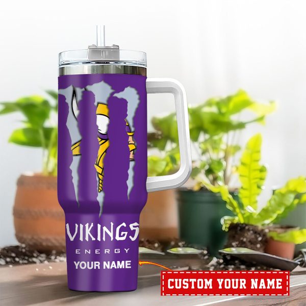 Minnesota Vikings NFL Energy Nutrition Facts Custom Stanley Quencher 30oz-40oz Stainless Steel Tumbler Hot And Cold Tumbler - Image 2
