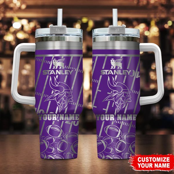 Minnesota Vikings NFL Silver Custom Stanley Quencher 30oz-40oz Stainless Steel Tumbler Hot And Cold Tumbler