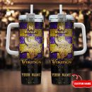 Minnesota Vikings NFL Glitter Golden Logo Custom Stanley Quencher 30oz-40oz Stainless Steel Tumbler Hot And Cold Tumbler