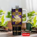 Minnesota Vikings NFL Glitter Golden Logo Custom Stanley Quencher 30oz-40oz Stainless Steel Tumbler Hot And Cold Tumbler