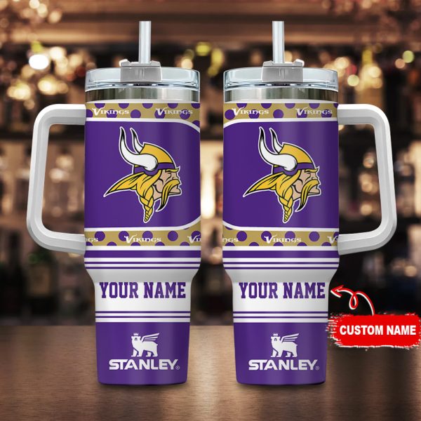 Minnesota Vikings NFL Custom Stanley Quencher 30oz-40oz Stainless Steel Tumbler Hot And Cold Tumbler