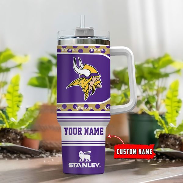 Minnesota Vikings NFL Custom Stanley Quencher 30oz-40oz Stainless Steel Tumbler Hot And Cold Tumbler - Image 2