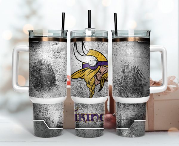 Minnesota Vikings NFL Fingerprint Effect Custom Stanley Quencher 30oz-40oz Stainless Steel Tumbler Hot And Cold Tumbler