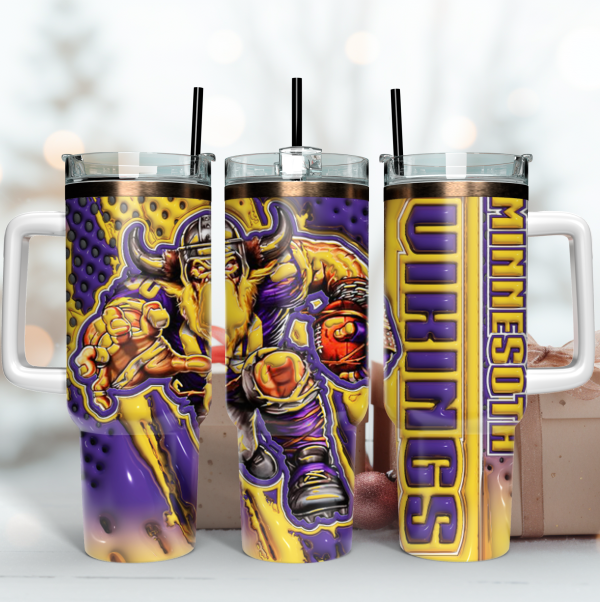 Minnesota Vikings NFL Mascot Custom Stanley Quencher 30oz-40oz Stainless Steel Tumbler Hot And Cold Tumbler