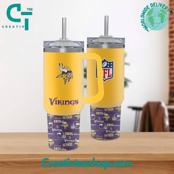 Minnesota Vikings NFL Custom Stanley Quencher 30oz-40oz Stainless Steel Tumbler Hot And Cold Tumbler