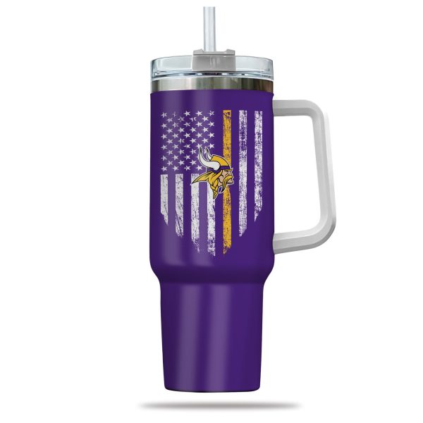 Minnesota Vikings NFL Custom Stanley Quencher 30oz-40oz Stainless Steel Tumbler Hot And Cold Tumbler - Image 2