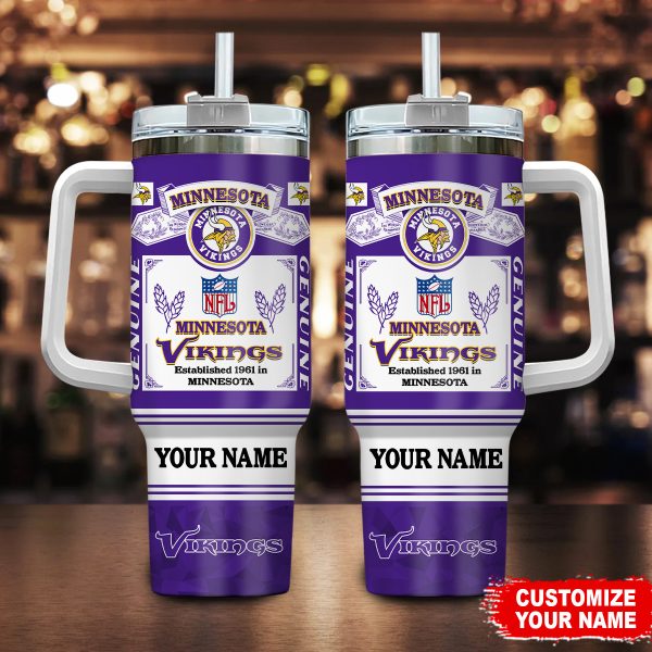 Minnesota Vikings NFL Custom Stanley Quencher 30oz-40oz Stainless Steel Tumbler Hot And Cold Tumbler