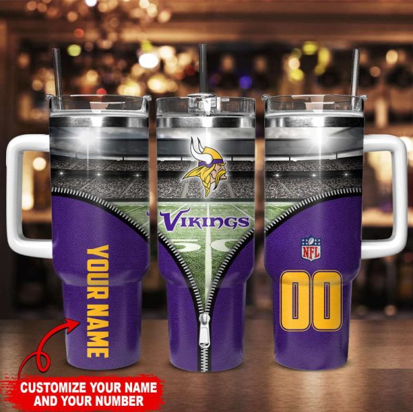 Minnesota Vikings NFL Custom Stanley Quencher 30oz-40oz Stainless Steel Tumbler Hot And Cold Tumbler - Image 2