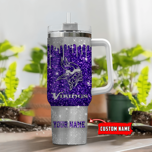 Minnesota Vikings NFL Custom Stanley Quencher 30oz-40oz Stainless Steel Tumbler Hot And Cold Tumbler - Image 2
