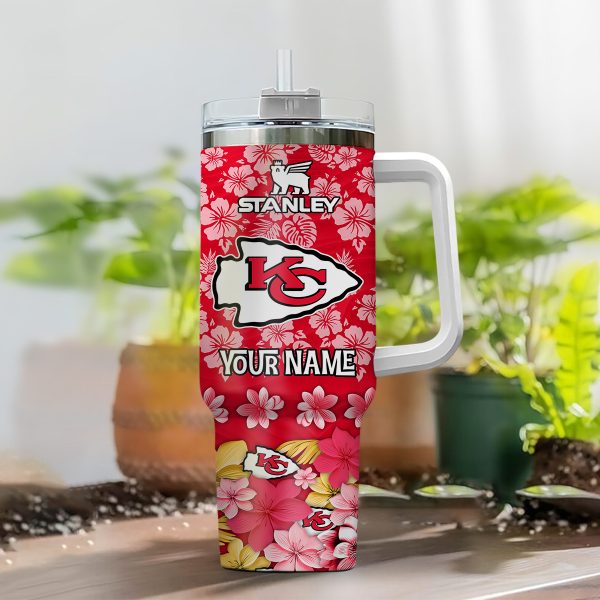Kansas City Chiefs NFL Tropical Floral Custom Stanley Quencher 30oz-40oz Stainless Steel - Image 2