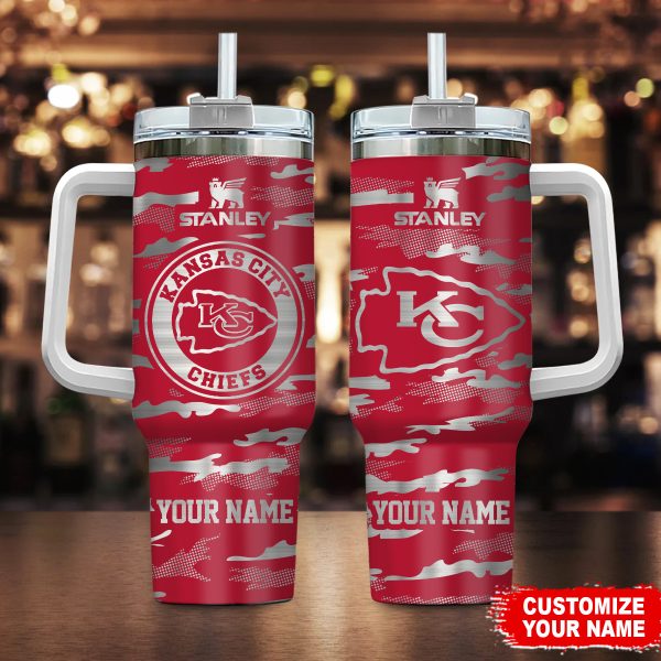 Kansas City Chiefs NFL Camo Pattern Custom Stanley Quencher 30oz-40oz Stainless Steel Tumbler Hot And Cold Tumbler