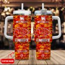 Kansas City Chiefs NFL Camouflage Silver Logo Custom Stanley Quencher 30oz-40oz Stainless Steel Tumbler Hot And Cold Tumbler