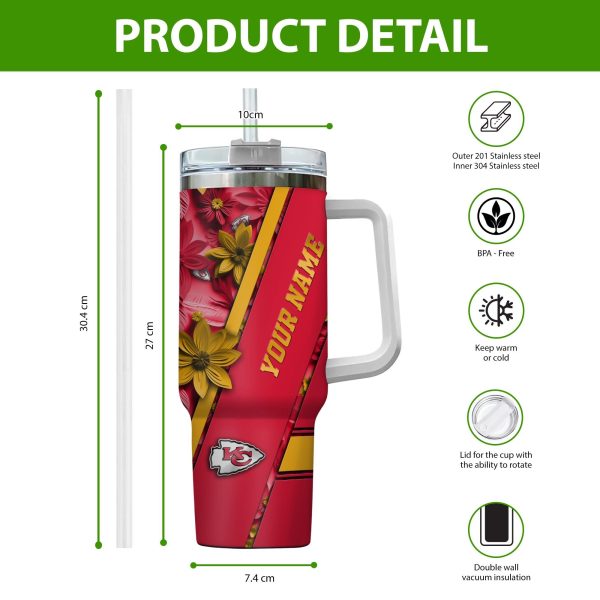 Kansas City Chiefs NFL Custom Stanley Quencher 30oz-40oz Stainless Steel Tumbler Hot And Cold Tumbler - Image 2