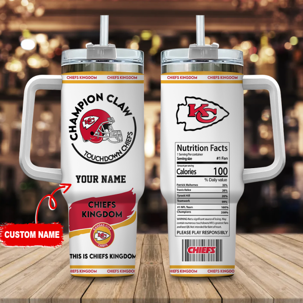 Kansas City Chiefs NFL Champion Claw Custom Stanley Quencher 30oz-40oz Stainless Steel Tumbler Hot And Cold Tumbler