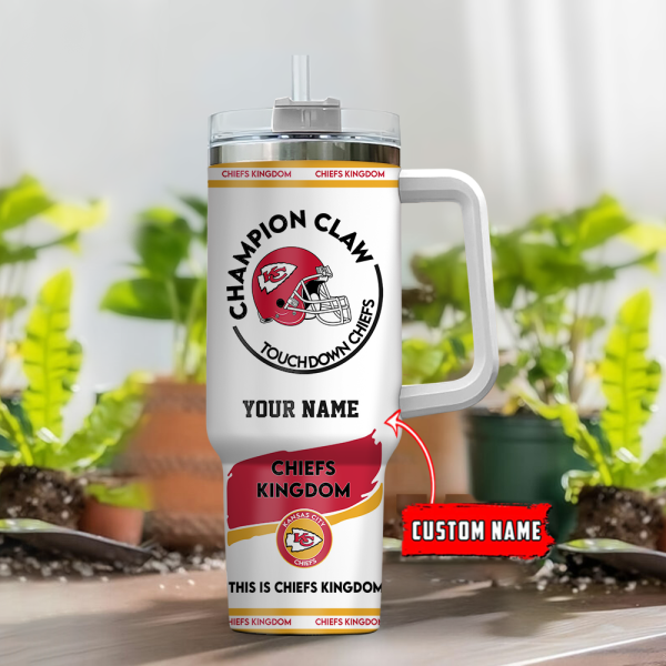 Kansas City Chiefs NFL Champion Claw Custom Stanley Quencher 30oz-40oz Stainless Steel Tumbler Hot And Cold Tumbler - Image 2