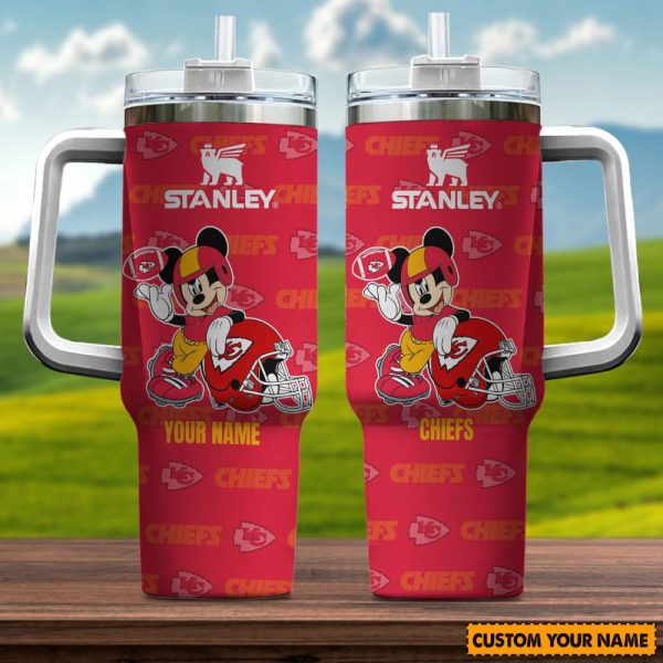 Kansas City Chiefs NFL Mickey Mouse Custom Stanley Quencher 30oz-40oz Stainless Steel Tumbler Hot And Cold Tumbler